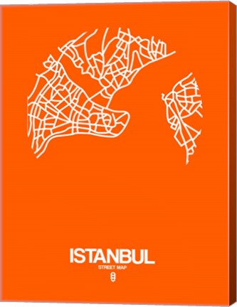 Framed Istanbul Street Map Orange Print