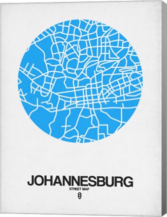 Framed Johannesburg Street Map Blue Print