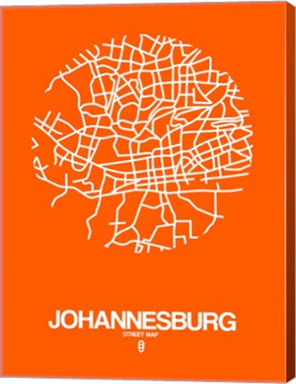 Framed Johannesburg Street Map Orange Print