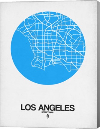 Framed Los Angeles Street Map Blue Print