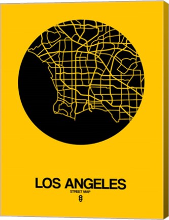 Framed Los Angeles Street Map Yellow Print