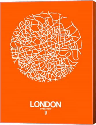 Framed London Street Map Orange Print