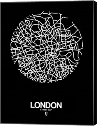 Framed London Street Map Black Print