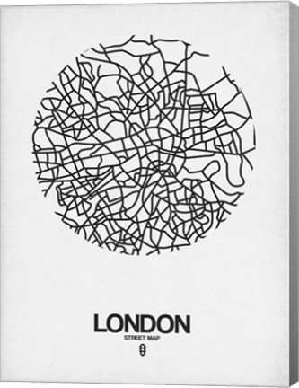 Framed London Street Map White Print