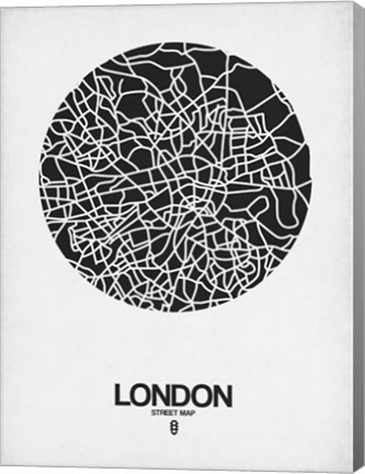 Framed London Street Map Black on White Print