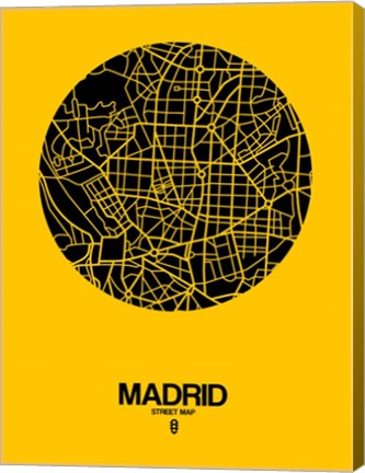 Framed Madrid Street Map Yellow Print
