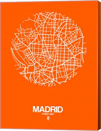 Framed Madrid Street Map Orange Print