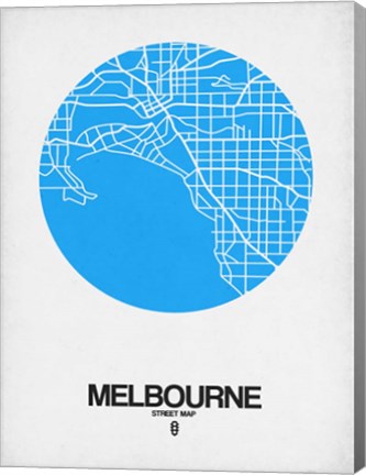 Framed Melbourne Street Map Blue Print