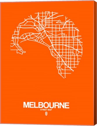 Framed Melbourne Street Map Orange Print