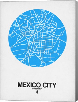 Framed Mexico City Street Map Blue Print