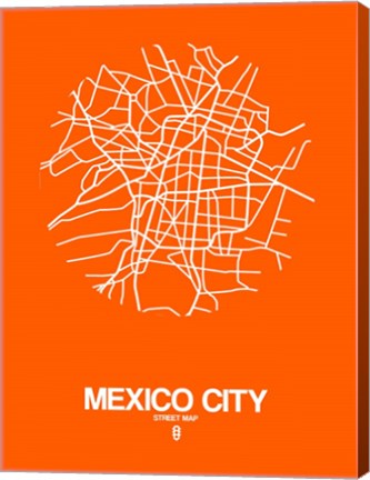Framed Mexico City Street Map Orange Print