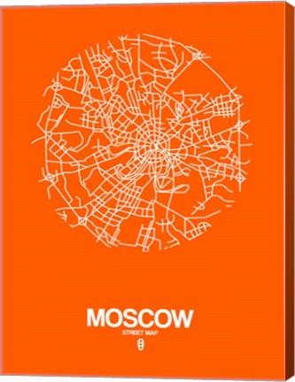 Framed Moscow Street Map Orange Print