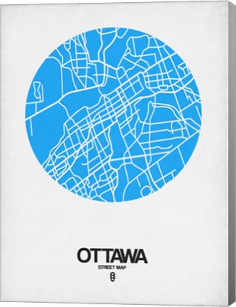 Framed Ottawa Street Map Blue Print