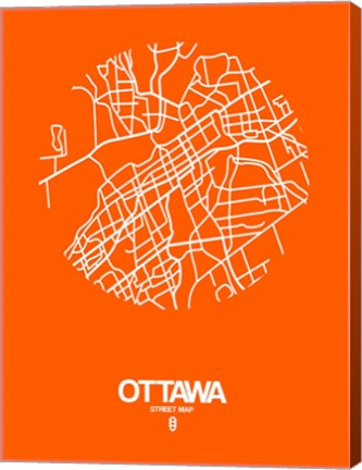 Framed Ottawa Street Map Orange Print