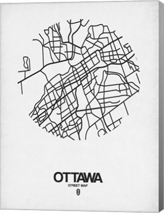 Framed Ottawa Street Map White Print