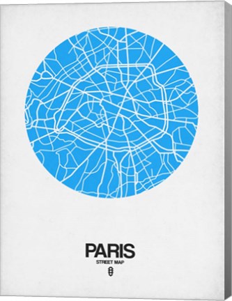 Framed Paris Street Map Blue Print