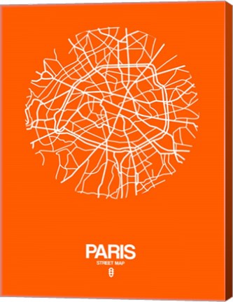 Framed Paris Street Map Orange Print
