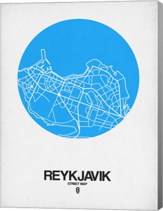 Framed Reykjavik Street Map Blue Print