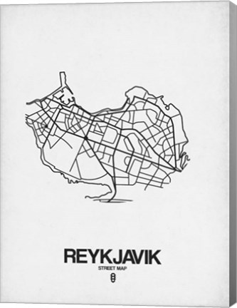 Framed Reykjavik Street Map White Print