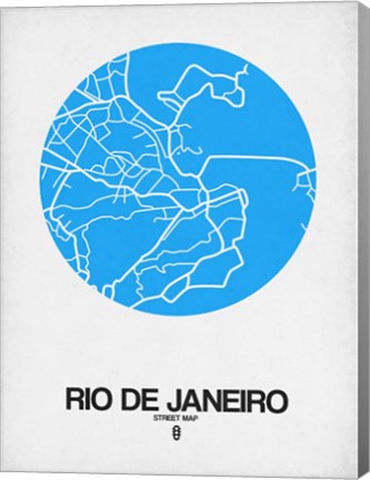 Framed Rio de Janeiro Street Map Blue Print