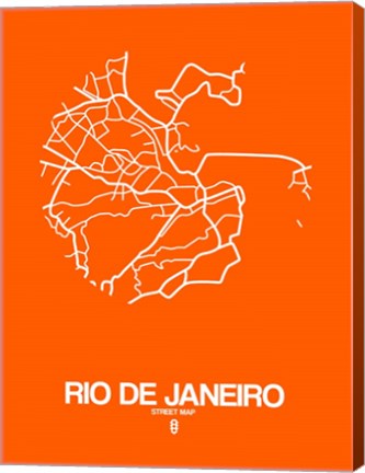 Framed Rio de Janeiro Street Map Orange Print
