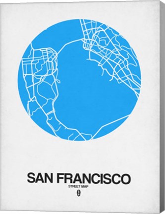 Framed San Francisco Street Map Blue Print