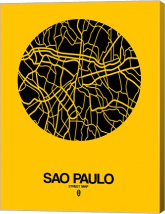 Framed Sao Paulo Street Map Yellow Print