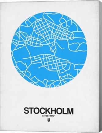 Framed Stockholm Street Map Blue Print