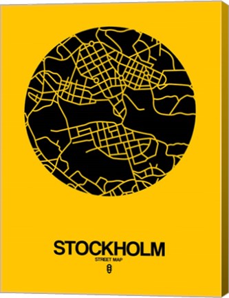 Framed Stockholm Street Map Yellow Print