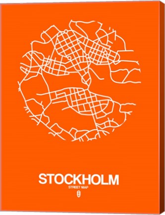 Framed Stockholm Street Map Orange Print