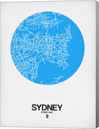 Framed Sydney Street Map Blue Print
