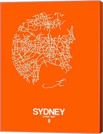 Framed Sydney Street Map Orange Print