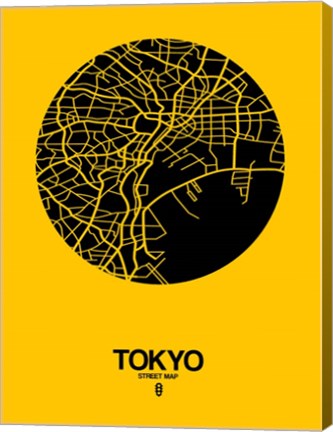 Framed Tokyo Street Map Yellow Print