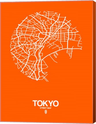 Framed Tokyo Street Map Orange Print