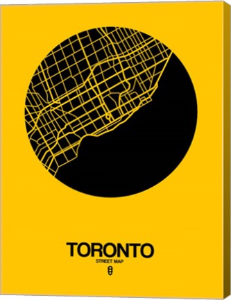Framed Toronto Street Map Yellow Print