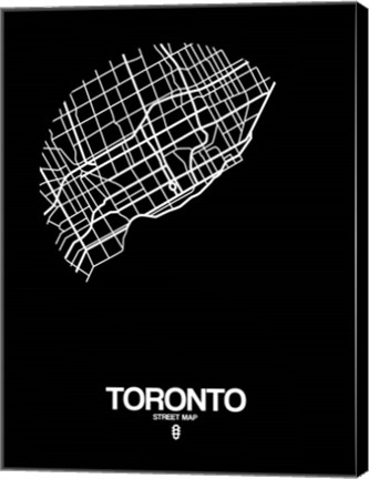 Framed Toronto Street Map Black Print