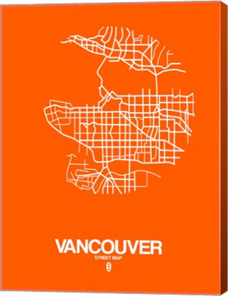 Framed Vancouver Street Map Orange Print