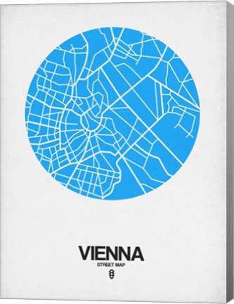 Framed Vienna Street Map Blue Print