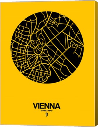 Framed Vienna Street Map Yellow Print