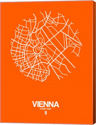 Framed Vienna Street Map Orange Print