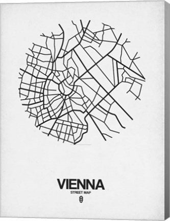 Framed Vienna Street Map White Print