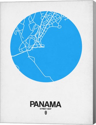 Framed Panama Street Map Blue Print