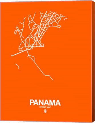 Framed Panama Street Map Orange Print