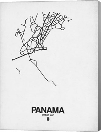 Framed Panama Street Map White Print