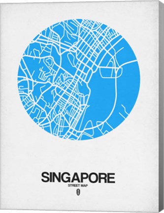 Framed Singapore Street Map Blue Print
