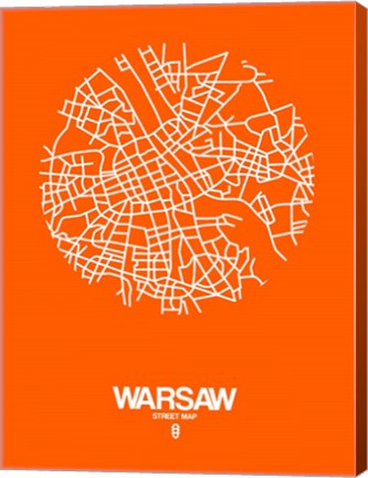 Framed Warsaw Street Map Orange Print