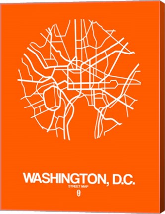 Framed Washington DC  Street Map Orange Print