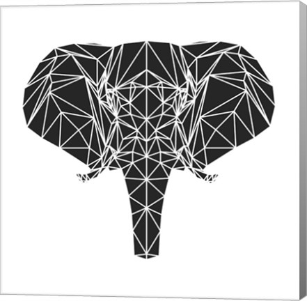 Framed Black Elephant Polygon Print