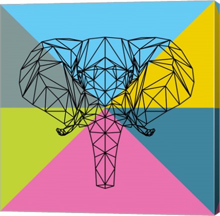 Framed Party Elephant Polygon 2 Print