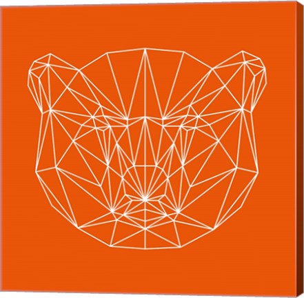 Framed Orange Bear Polygon Print